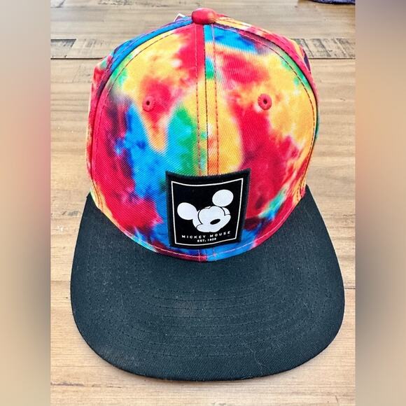 NWT Disney x NEFF Mickey Mouse Box Logo Tie Dye Snapback Hat - Picture 1 of 6